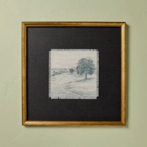 Hearth & Hand NWT 18"x18" Matte Black  Linen Landscape Framed Wall Art